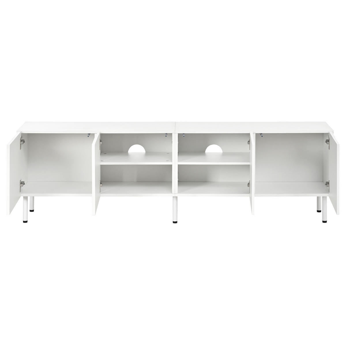 TV-SCHRANK Weiß 170/35/50 cm, 4 Türen, Push-to-Open, Metallfüße - Weiß, Holzwerkstoff (170/50/35cm) - PANGIVO