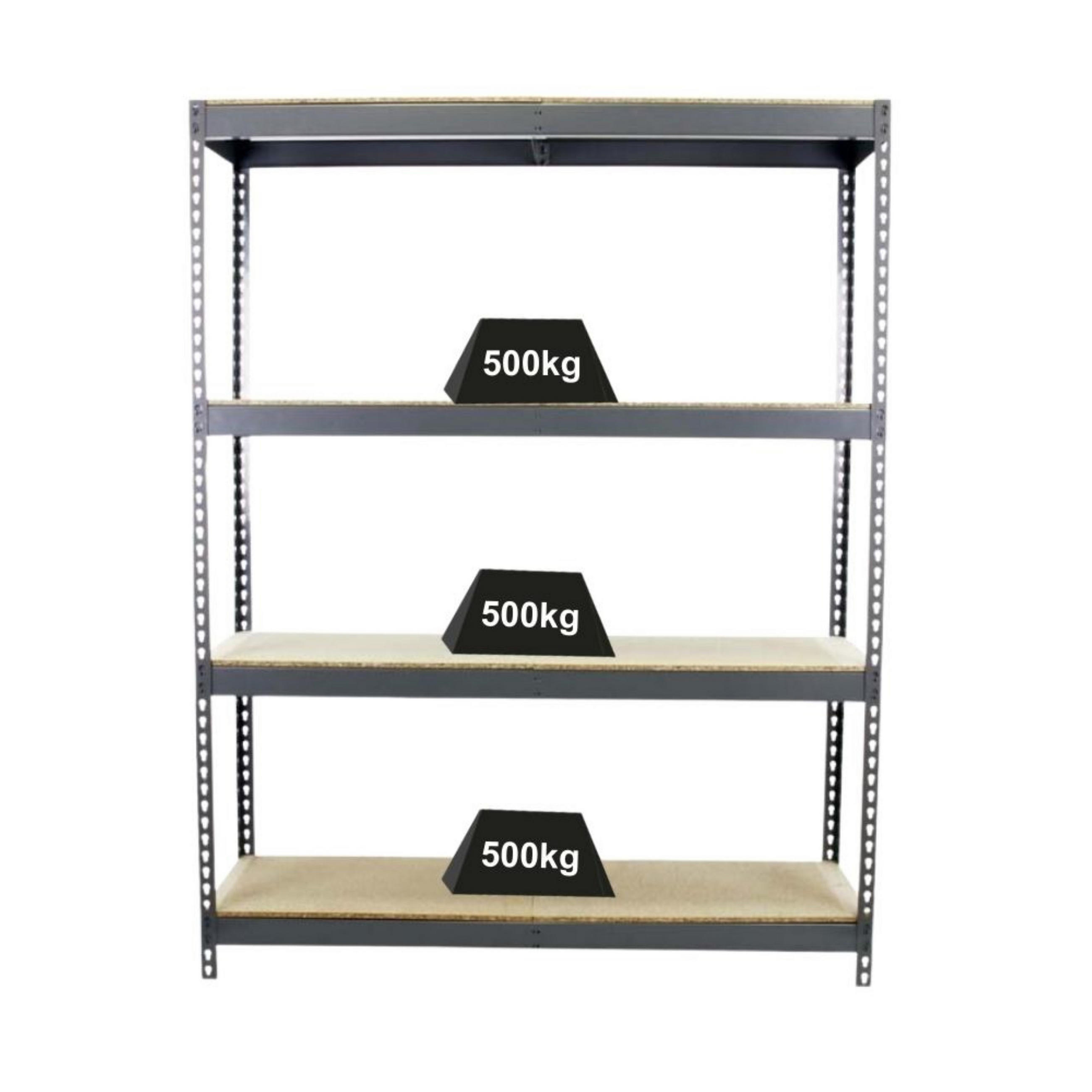 SCHWERLASTREGAL Wood Beast Four HxBxT 200 x 210 x 90 cm 4 Ebenen Fachlast 500 kg Grau - Grau, Metall (210/200/90cm) - PROREGAL