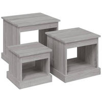 COUCHTISCHE 3 Stk. Grau Sonoma Holzwerkstoff - Grau, Holzwerkstoff (48/45/45cm) - furnicato