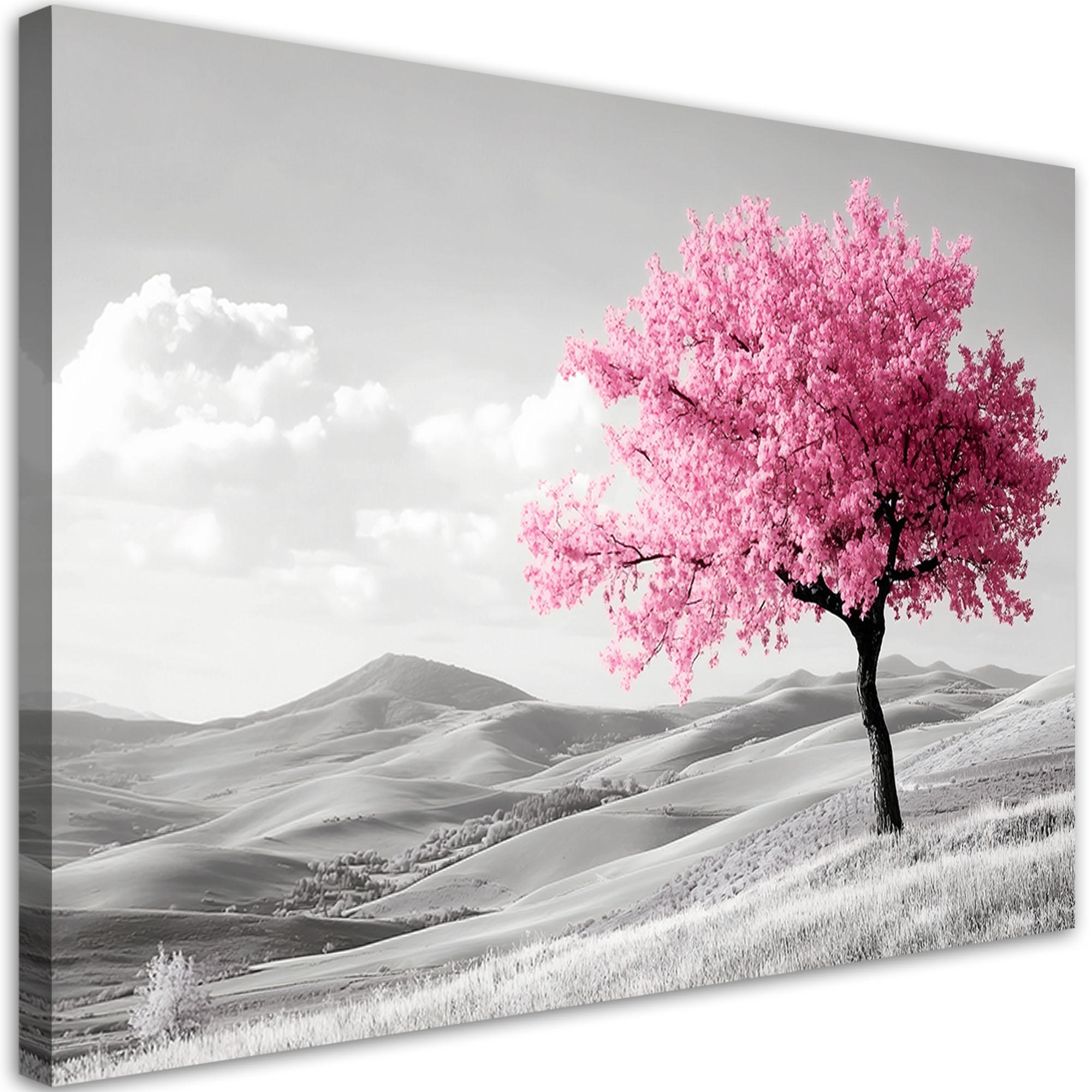 LEINWANDBILD Rosa Baumlandschaft 100x70cm - Pink, Textil (100/70cm) - Feeby