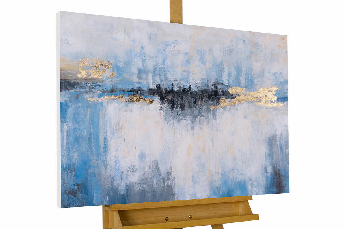 ACRYLBILD HANDGEMALT 100/75 cm - Blau/Weiß, Holz/Textil (100/75cm) - KUNSTLOFT