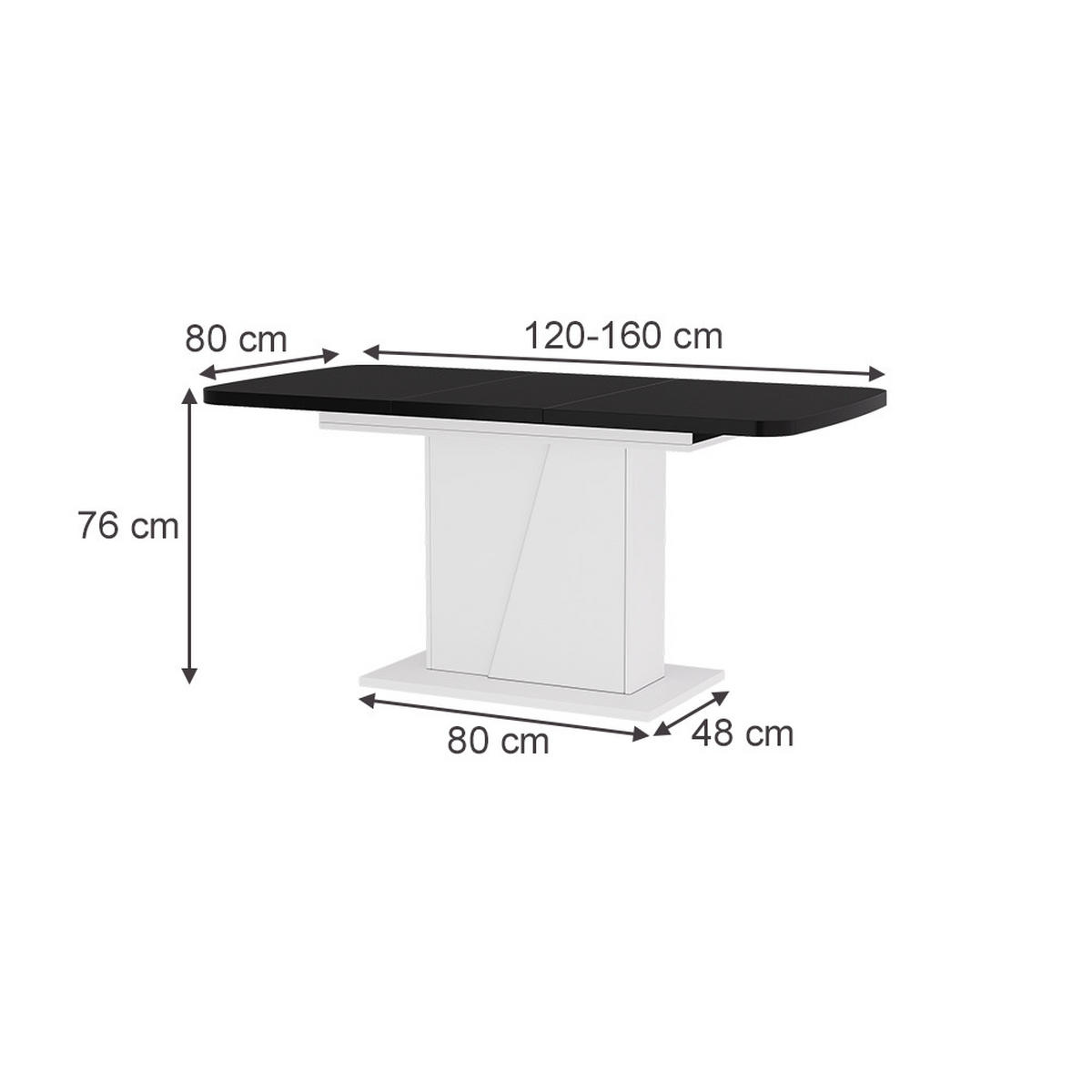 ROZKLADACÍ JEDÁLENSKÝ STÔL Fenaro Biela/čierna - čierna/biela, kompozitné drevo (80/120/77.3cm) - Vicco