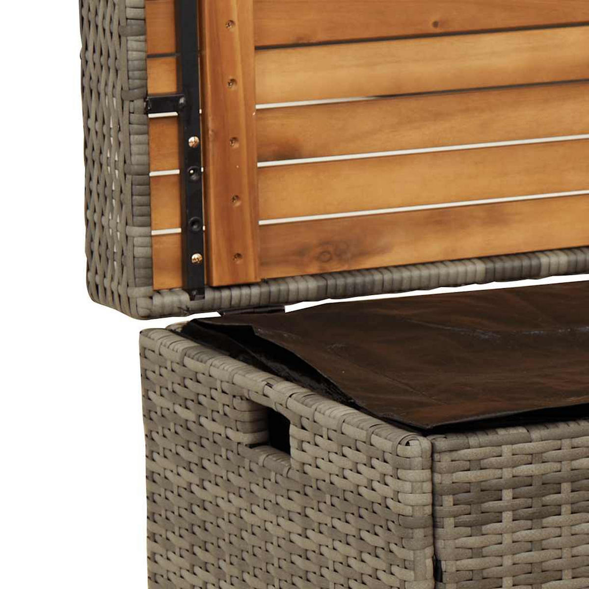BANK Mit Stauraum Grau 100/50/52 Cm Poly Rattan Akazienholz - Grau, Kunststoff (50/52/100cm) - vidaXL