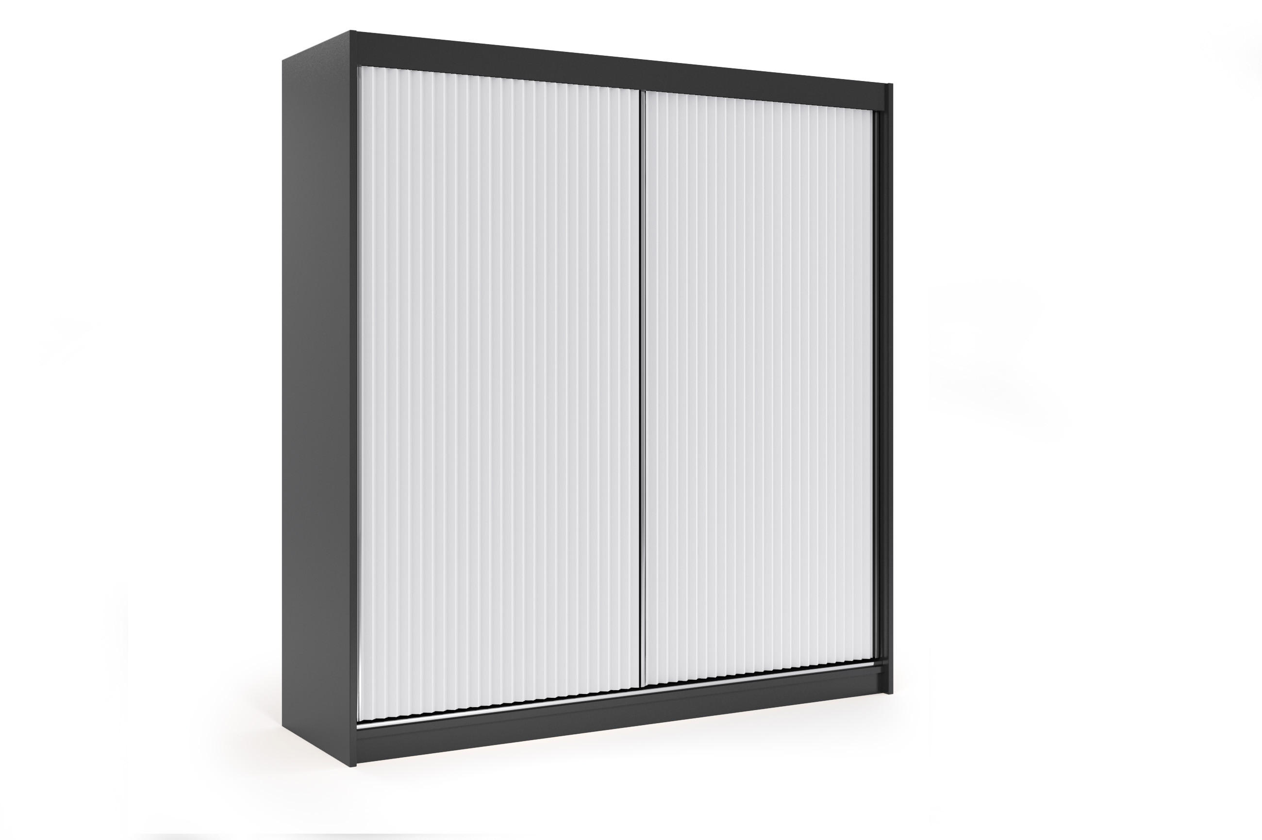 KLEIDERSCHRANK RYFLOX mit LED - 200 - Schwarz|Weiß - Schwarz/Weiß, Holzwerkstoff (200/215/61cm) - ALTDECOR