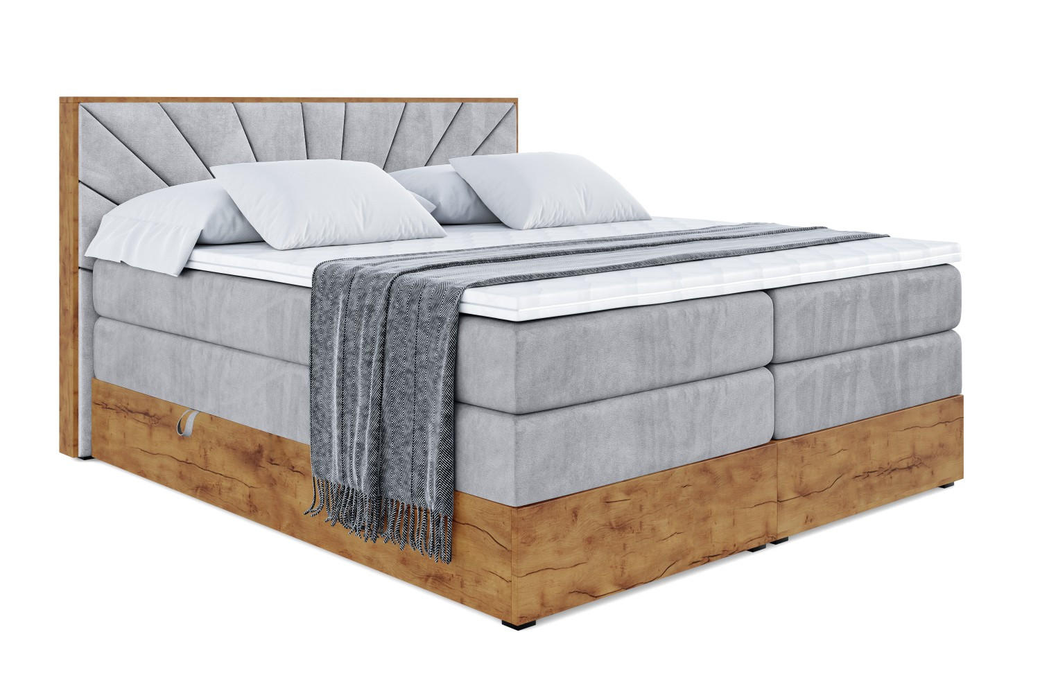 BOXSPRINGBETT mit Matratze H3|H4 und Lattenrost - LOLLI6 KING-160x200 - Grau Monolith - Grau, Holzwerkstoff (160/200cm) - ALTDECOR