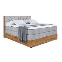 BOXSPRINGBETT mit Matratze H3|H4 und Lattenrost - LOLLI6 KING-160x200 - Grau Monolith - Grau, Holzwerkstoff (160/200cm) - ALTDECOR