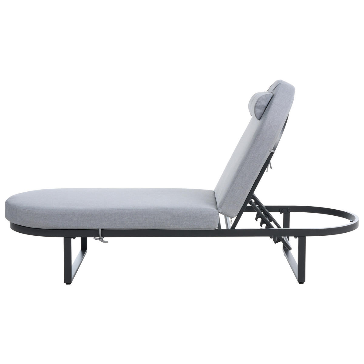 ȘEZLONG cu pernă metal gri Roncolo - gri închis/negru, metal (128/40/70cm) - Beliani