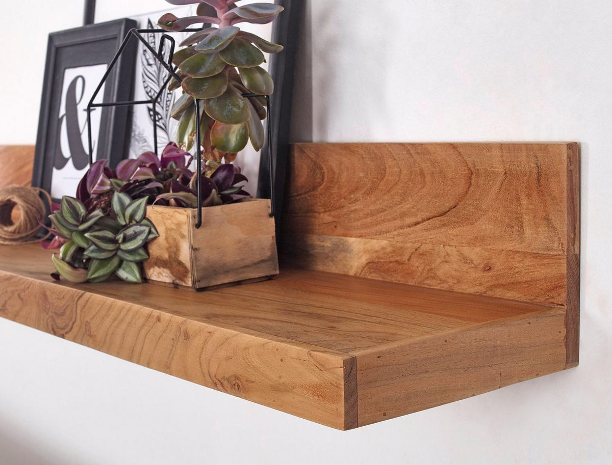 WANDREGAL MUMBAI Massivholz Hängend Landhausstil, Akazie 80x23x17 cm - Akaziefarben, Holz (80/17/23cm) - KADIMA DESIGN