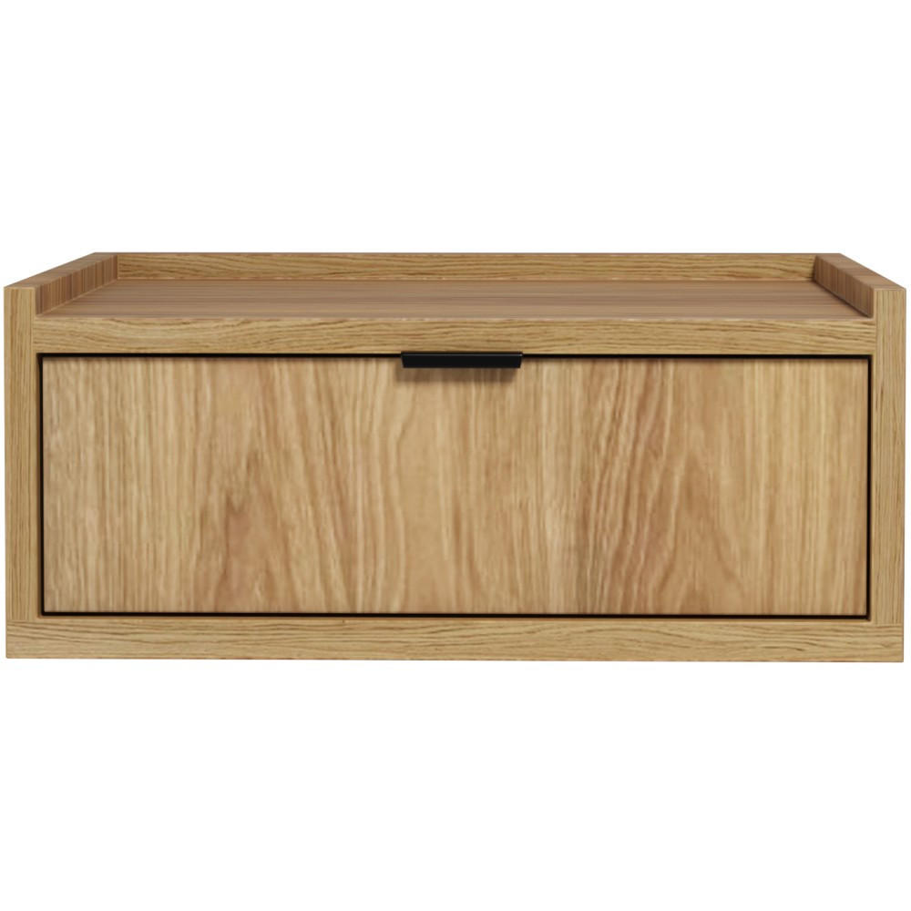 NACHTTISCH Evron mit 1 Schublade, Hängender, Hikora Eiche - Eichefarben/Schwarz, Holzwerkstoff/Metall (51/21/40cm) - Beautysofa