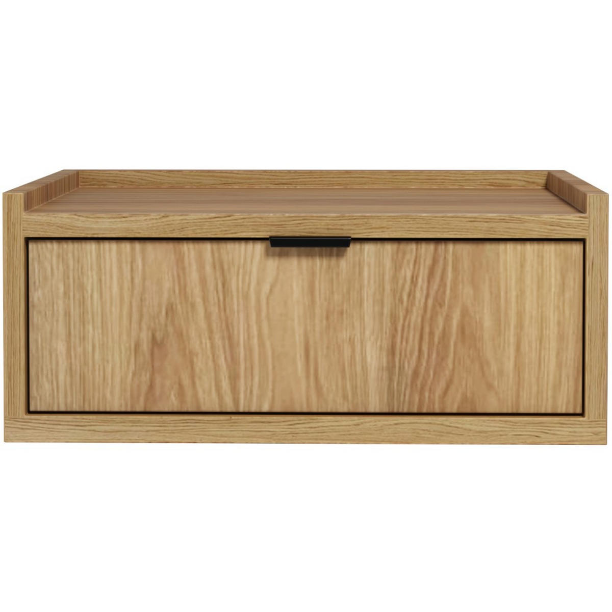 NACHTTISCH Evron mit 1 Schublade, Hängender, Hikora Eiche - Eichefarben/Schwarz, Holzwerkstoff/Metall (51/21/40cm) - Beautysofa