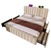 POLSTERBETT 140/190 cm in Beige mit 4 Schubladen und USB- und Type-C-Anschlüssen - Beige, Textil (140/190cm) - Flora Grace