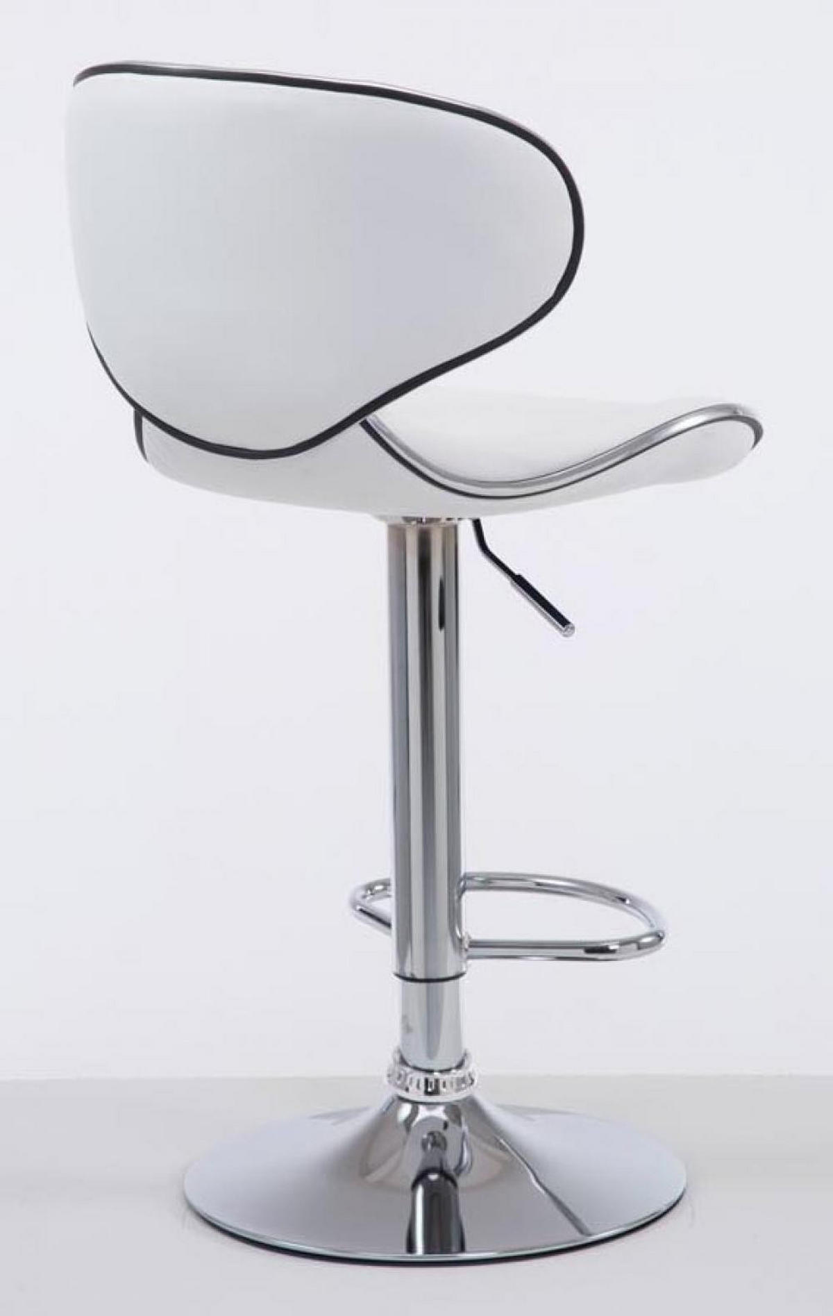 BARHOCKER 2er Set Lederlook weiß - Chromfarben/Walnussfarben, Textil/Metall (46/88/49cm) - CLP