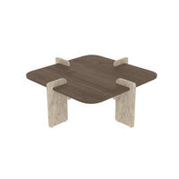COUCHTISCH mit asymmetrischen Beinen 90/90/35 cm - Eichefarben, Holzwerkstoff (8/90/35cm) - Calicosy