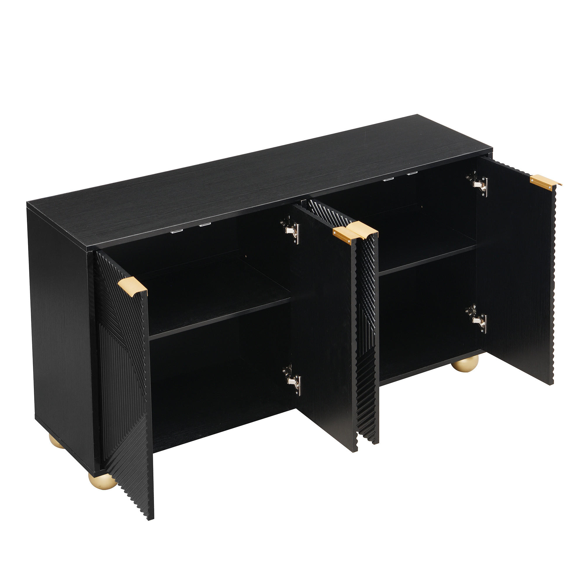 SIDEBOARD 120/35/71,5 cm mit 4 Türen in Schwarz im Vintage-Look - Schwarz, Holzwerkstoff (120/71.5/35cm) - BEAOK