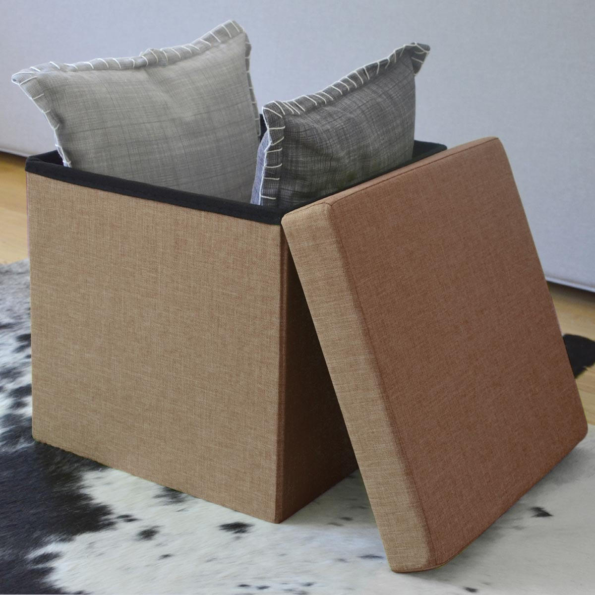 SITZWÜRFEL 38/38 cm, Faltbar 42 Liter Hellbraun - Braun, Textil (38/38/38cm) - Dunedesign