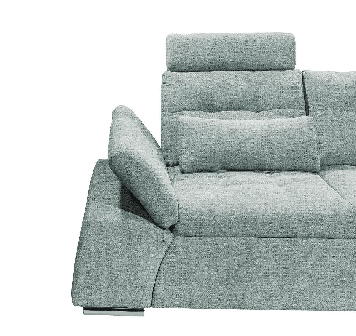 ECKSOFA mit Schlaffunktion, verstellbare Armlehne und Kopfstützen - Chromfarben/Blau, Textil (219/260cm) - ed exciting design