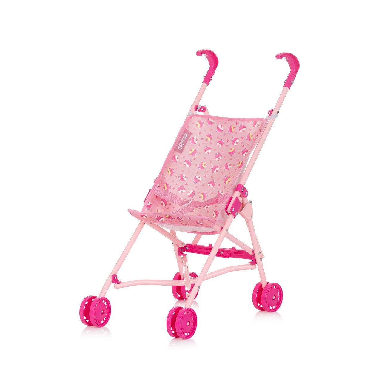 PUPPENBUGGY Lily rosa Doppelräder, Schiebehöhe 57 cm, klappbar, 100% Polyester, ab 3 Jahren - Rosa, Metall (27/57/40cm) - Chipolino