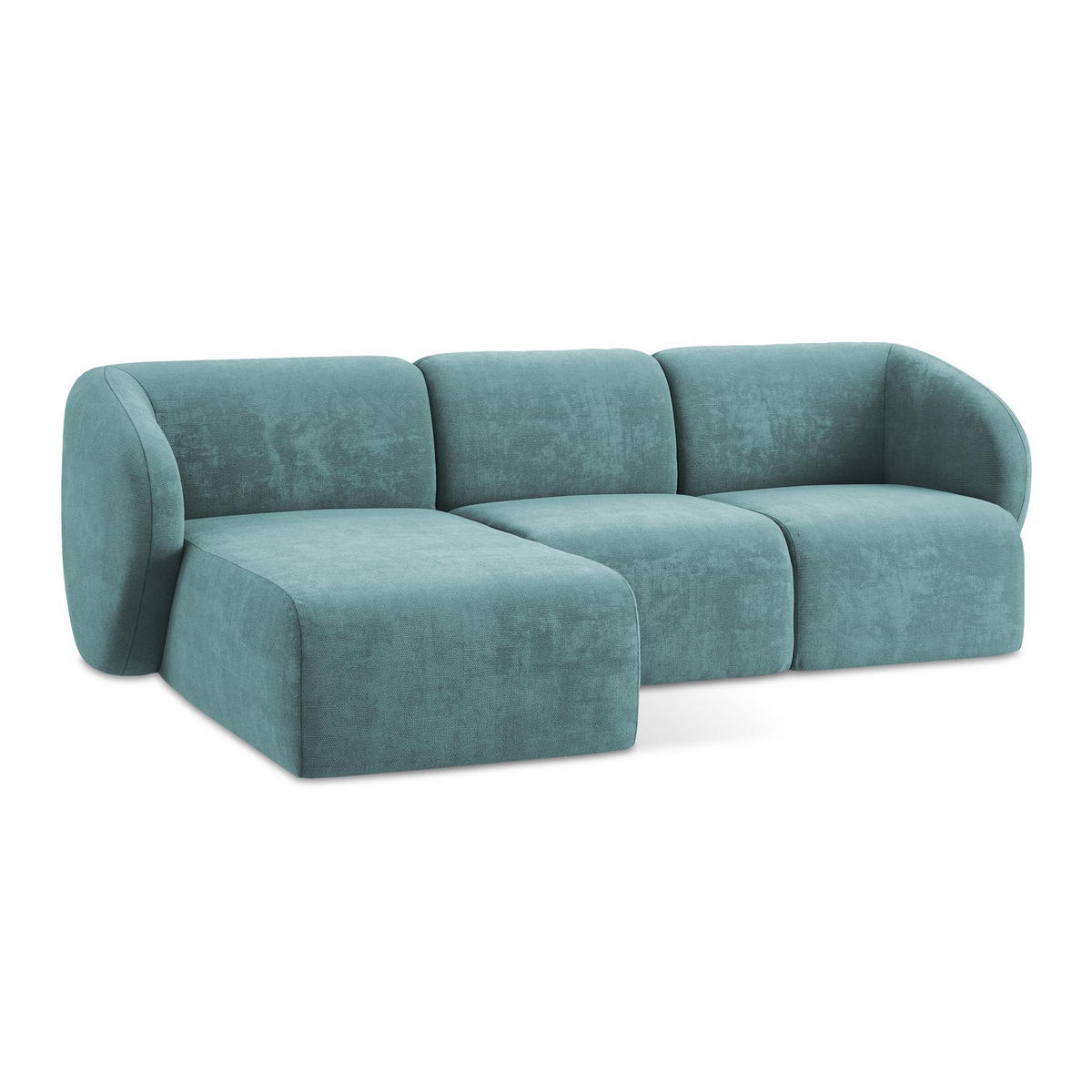 ECKSOFA Links Chenille Stoff Blau - Blaugrau/Schwarz, Holzwerkstoff/Kunststoff (248/166cm) - LaMiaSofa