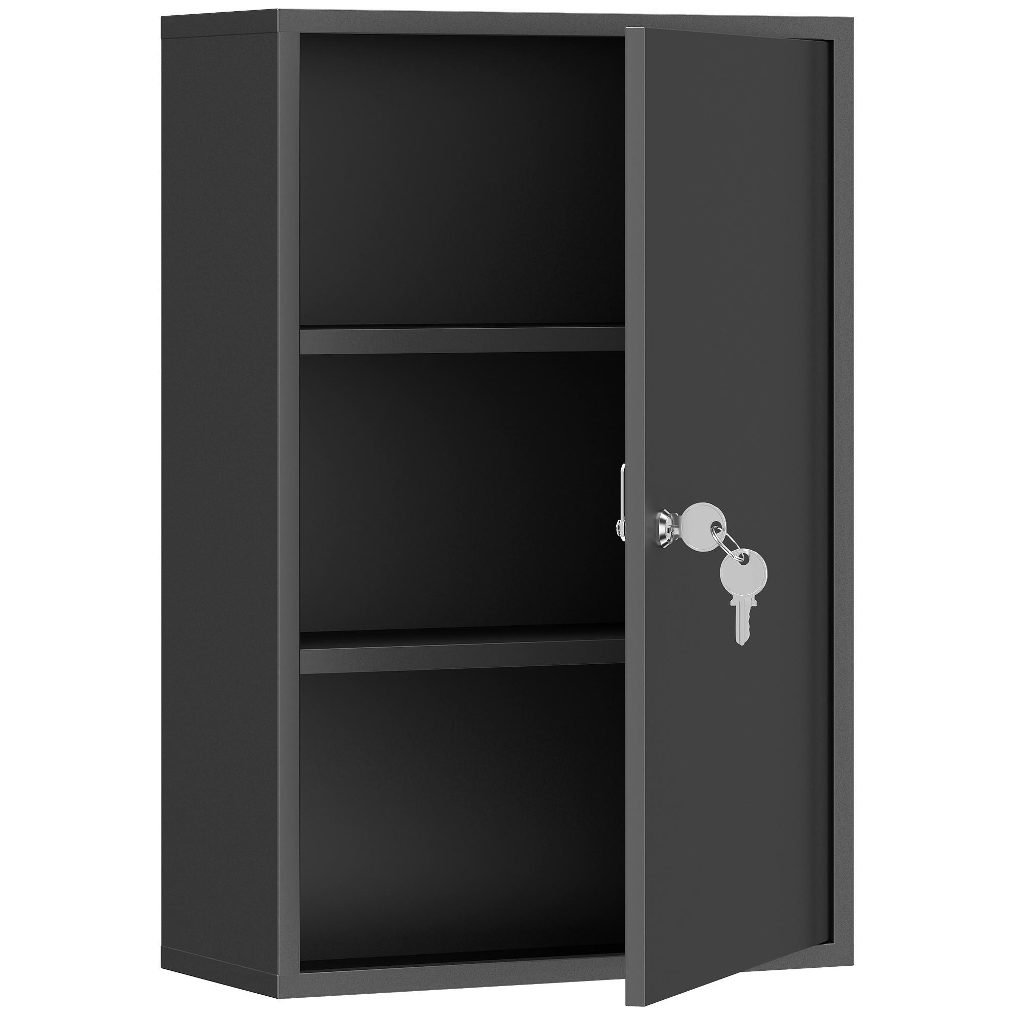 MEDIZINSCHRANK Metall Schwarz - Schwarz, Metall (18/60/40cm) - Kleankin