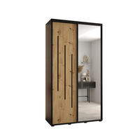 SCHWEBETÜRENSCHRANK 235,2/130/60 2-türig - Schwarz/Eiche Artisan, Holz/Metall (130/235/60cm) - Abiks Möbel