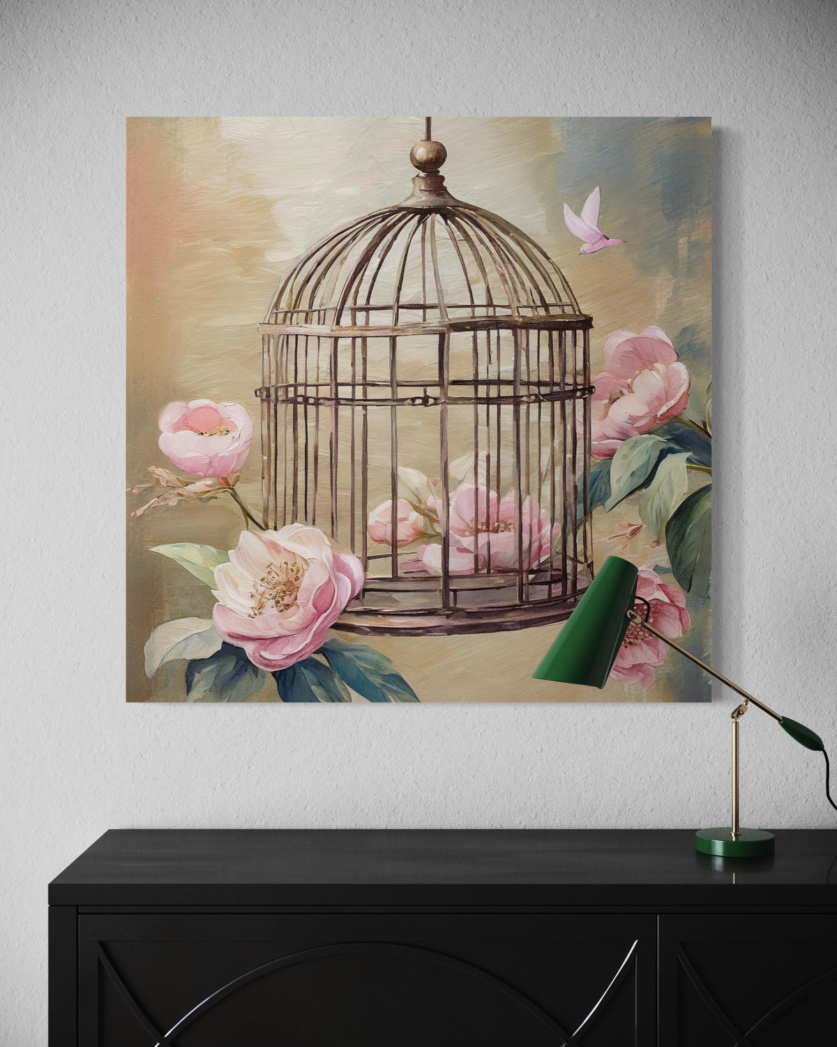 WANDBILD shabby chic aquarell blumen - Pink, Textil (30/30cm) - Feeby