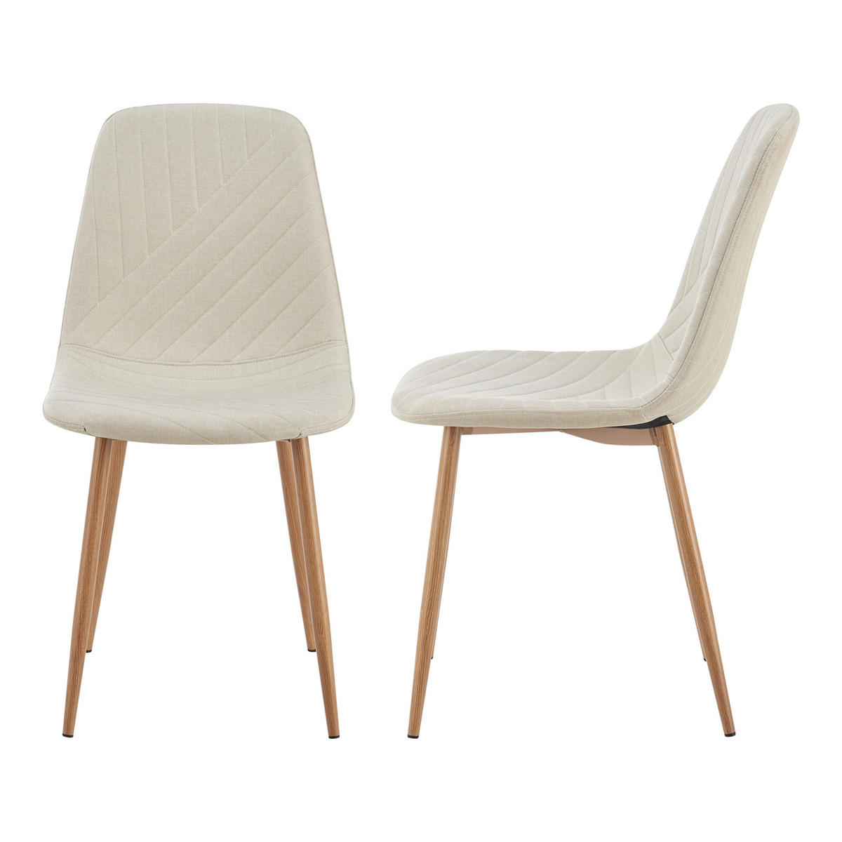 ESSZIMMERSTUHL-SET 4 TLG. Köfering - Beige, Textil/Metall (44/88/55cm) - [en.casa]