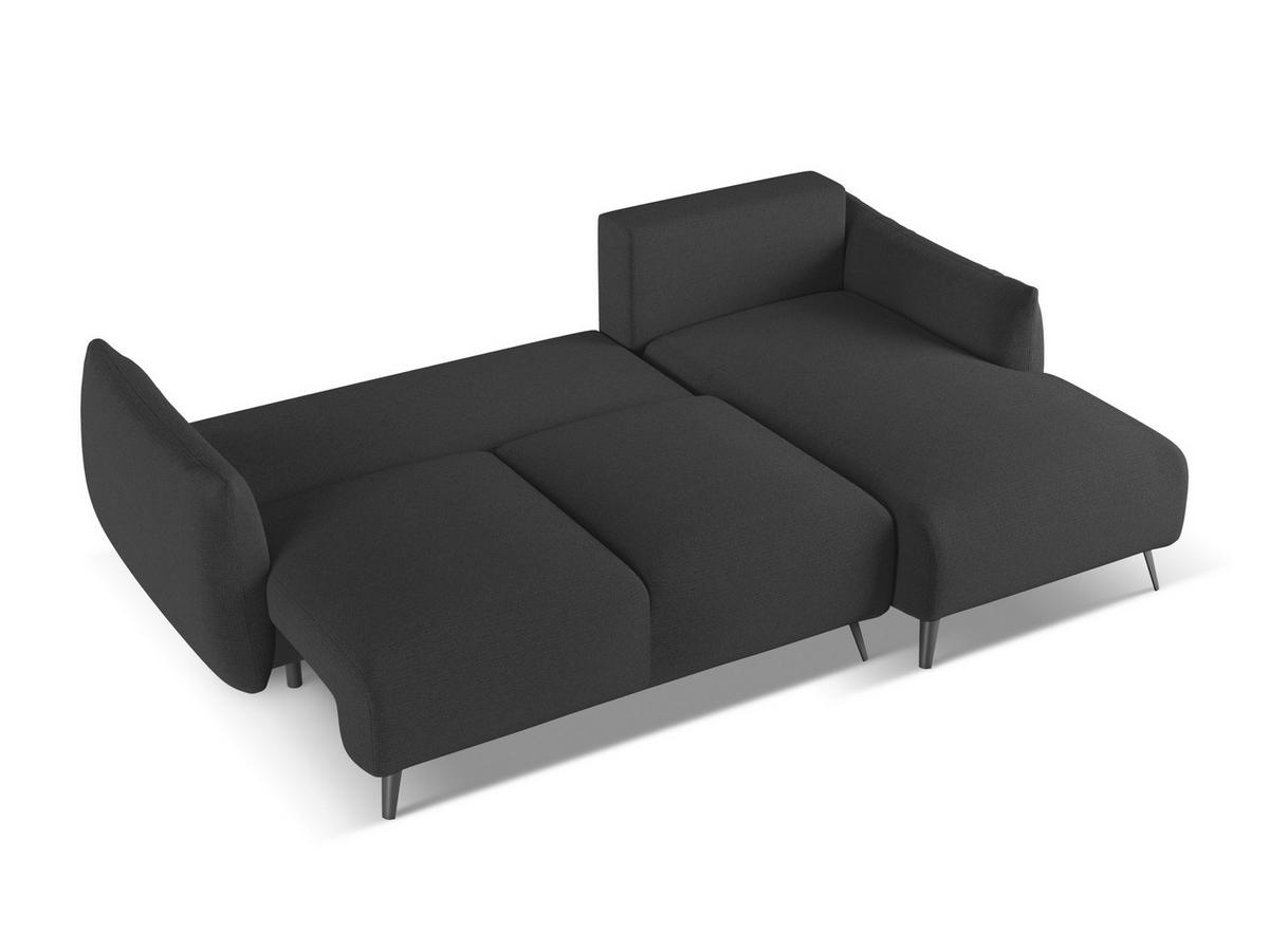 ECKSOFA mit Schlaffunktion Chenille Stoff Schwarz - Anthrazit/Schwarz, Textil/Metall (242/162cm) - Makamii