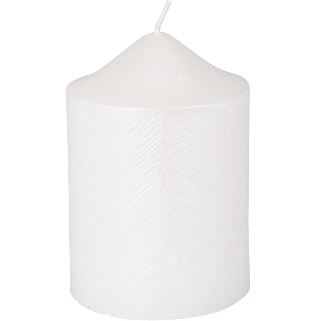 DEKORATIVE KERZE Metallmuster 7/10 cm - Weiß, Paraffin (7/10/7cm) - Home Styling Collection