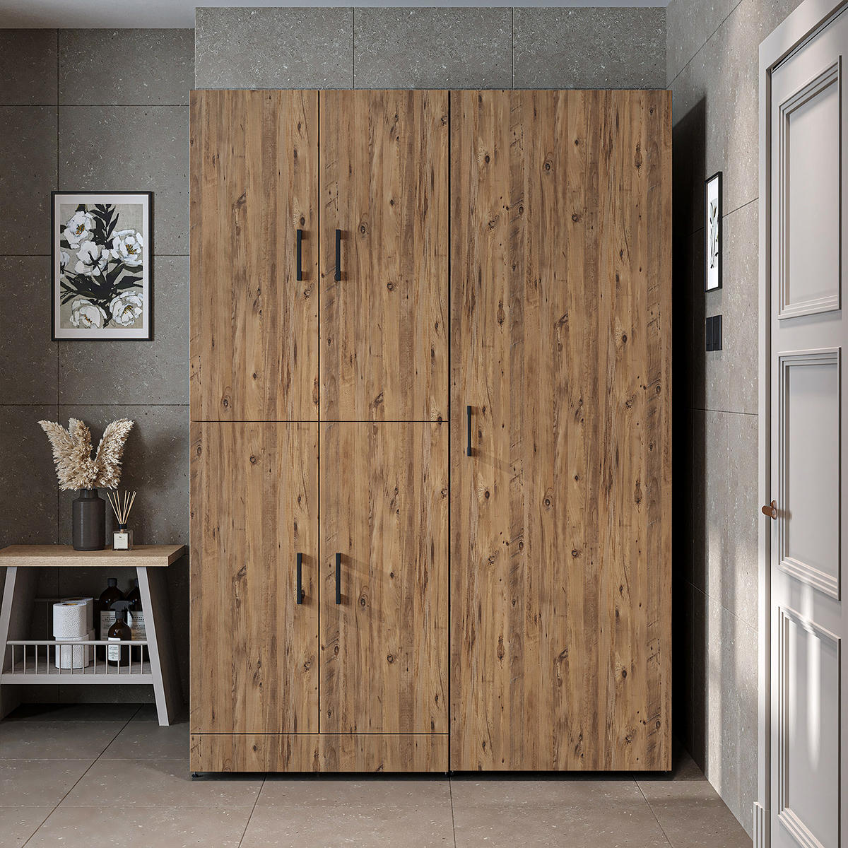 WASCHMASCHINENSCHRANK DORA-I 130cm Breit, 186cm Hoch - Eichefarben, Holzwerkstoff (130/186/73.8cm)