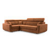 ECKSOFA RENO Orange Plüsch-Stoff mit Schlaffunktion - Orange, Holz (263/184cm) - MASSENO