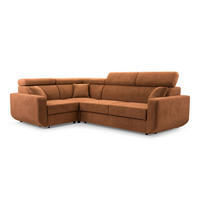 ECKSOFA RENO Orange Plüsch-Stoff mit Schlaffunktion - Orange, Holz (263/184cm) - MASSENO