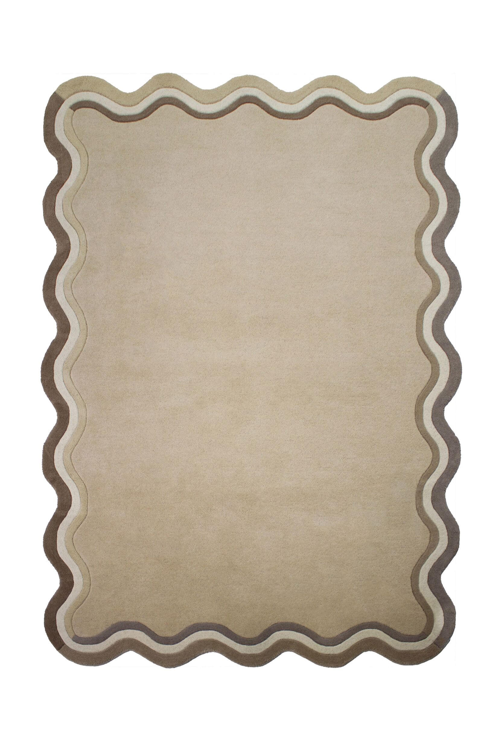 TEPPICH aus Wolle WINCH in Natur, mit Bordüre, 160 x 230 cm - Beige, Textil (160/230cm) - KADIMA DESIGN