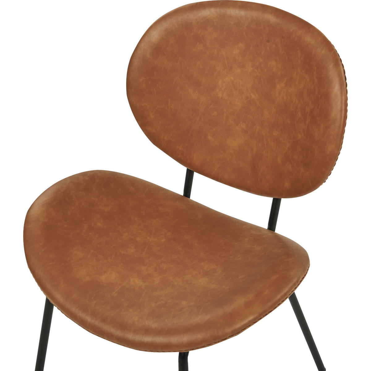 MATSTOL set om 2 konstläder brun Luana - Brun/Svart, Textil/Metall (50/80/52cm) - Beliani