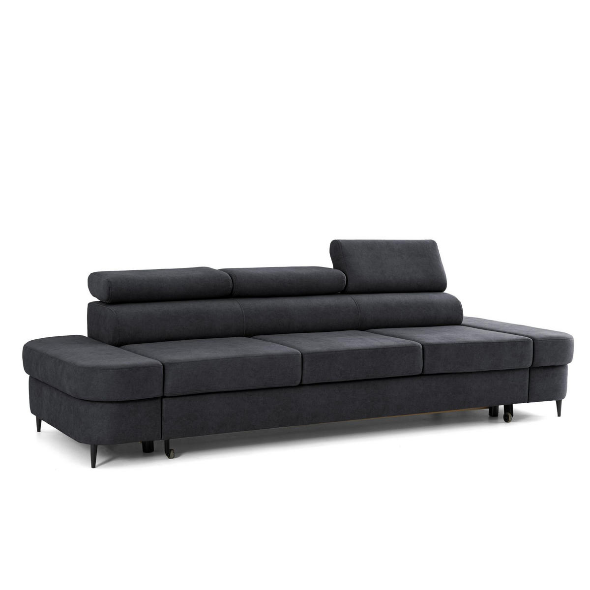 3-SITZER Sofa PRIAM mit Schlaffunktion 125x277 Velours Schwarz - Schwarz, Holz/Textil (278/95/102cm) - Muffo