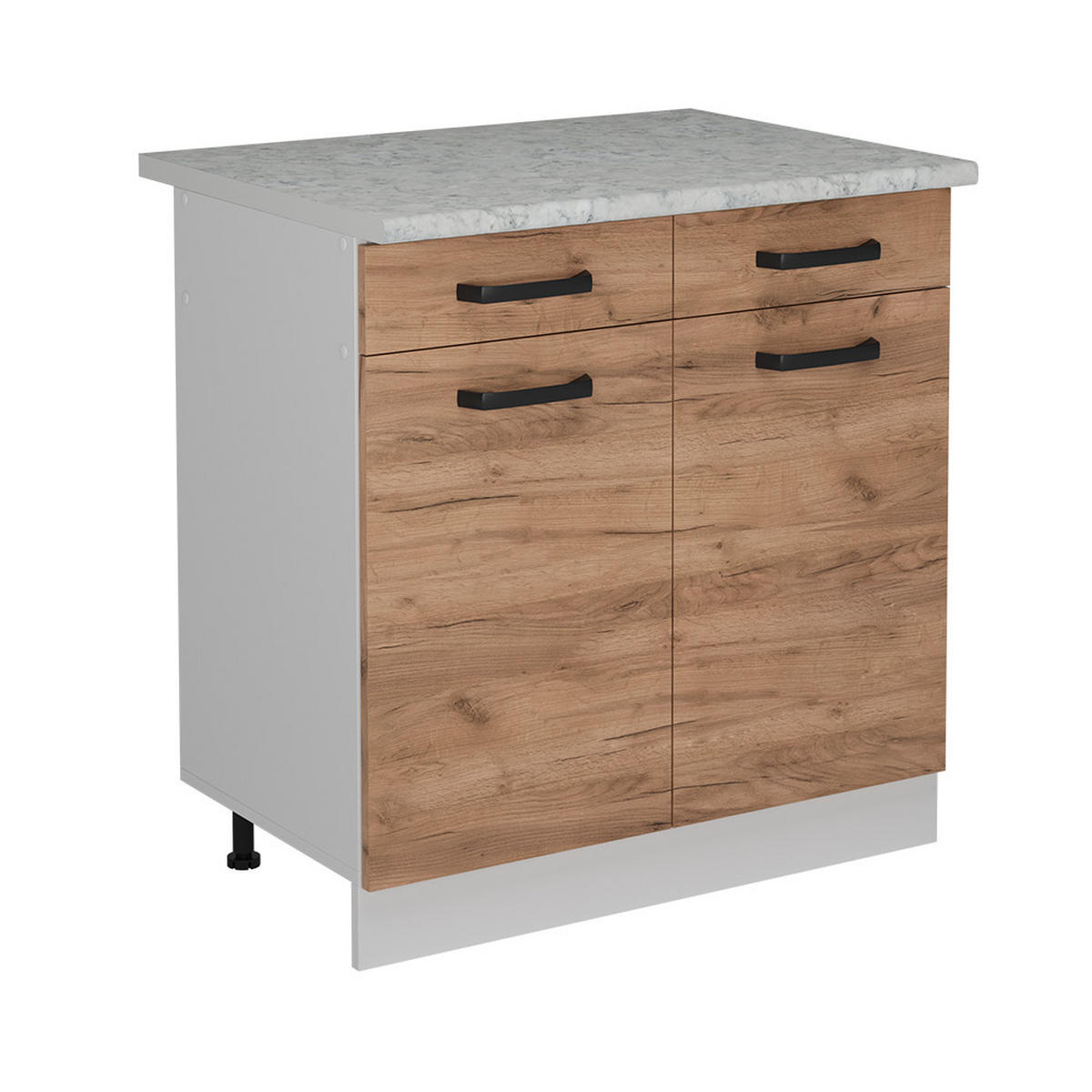 KÜCHENUNTERSCHRANK R-Line Goldkraft Eiche 80 cm AP Marmor - Honigeiche/Eiche Wotan, Holzwerkstoff (80/81.6/60cm) - Vicco