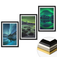 WANDBILDER 3er-Set - 40x60 cm Schwarzer Rahmen - Winterlandschaft der Aurora borealis - Schwarz, Kunststoff (40/60cm) - ArtPrintCave