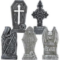 HALLOWEEN-DEKORATION Grabsteine 5-teiliges Set 43,2 cm Grau - Grau, Kunststoff (22.2/43/3.3cm)