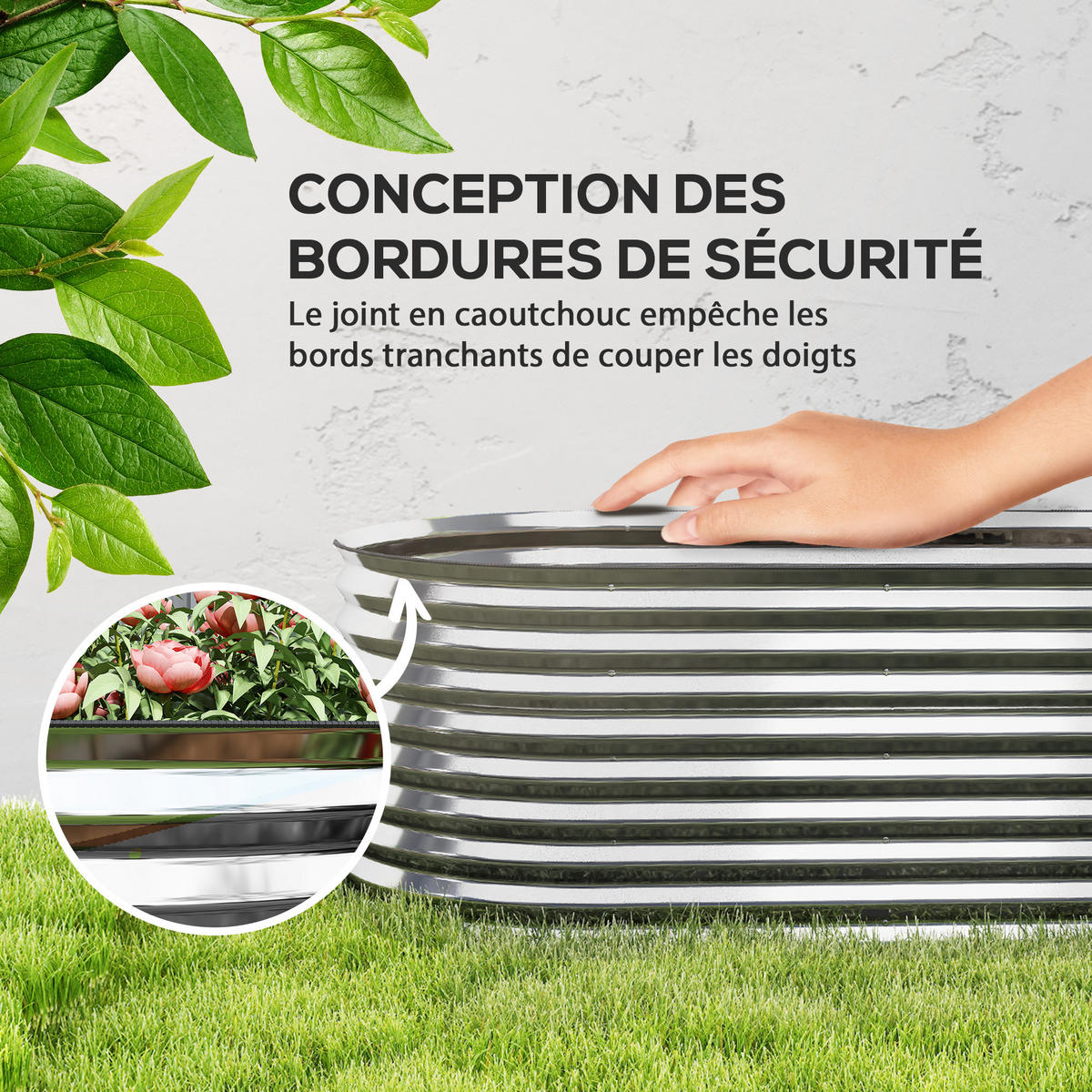 HOCHBEET DE-12272 modular, oval, 160/80/56 cm Silber - Silberfarben, Metall (160/56/80cm) - ComfortXL