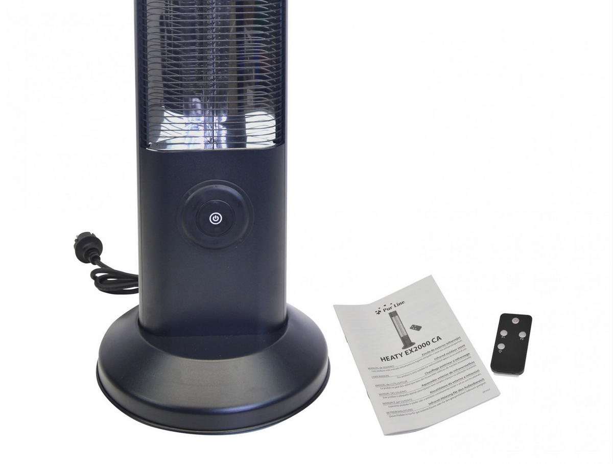 HALOGEN-HEIZUNG Schwarz für außen und innen 2000 W - Schwarz, Kunststoff/Metall (15/95/15cm) - Purline