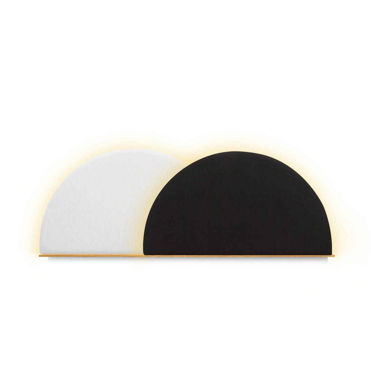KOPFTEIL Alba mit Licht 160cm - Walnussfarben/Schwarz, Holz/Textil (160/60/14cm) - Woodendot