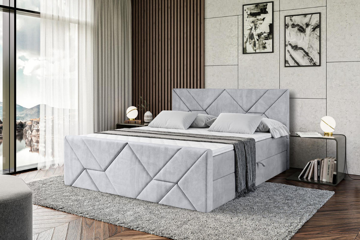 BOXBETT BARWA-Z - 140x200 cm - H4 - Hellgrau - Hellgrau, Holzwerkstoff (140/200cm) - ALTDECOR