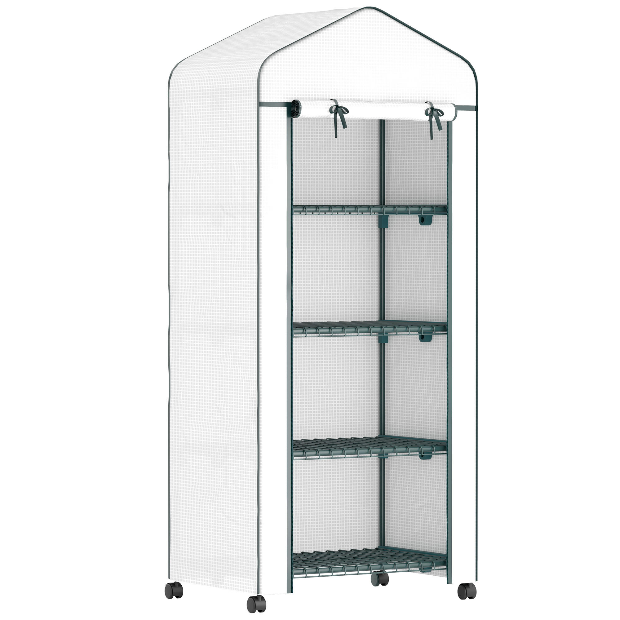 FOLIENGEWÄCHSHAUS , 69L x 50B x 165H cm - Weiß, Kunststoff/Metall (50/165/69cm) - Outsunny