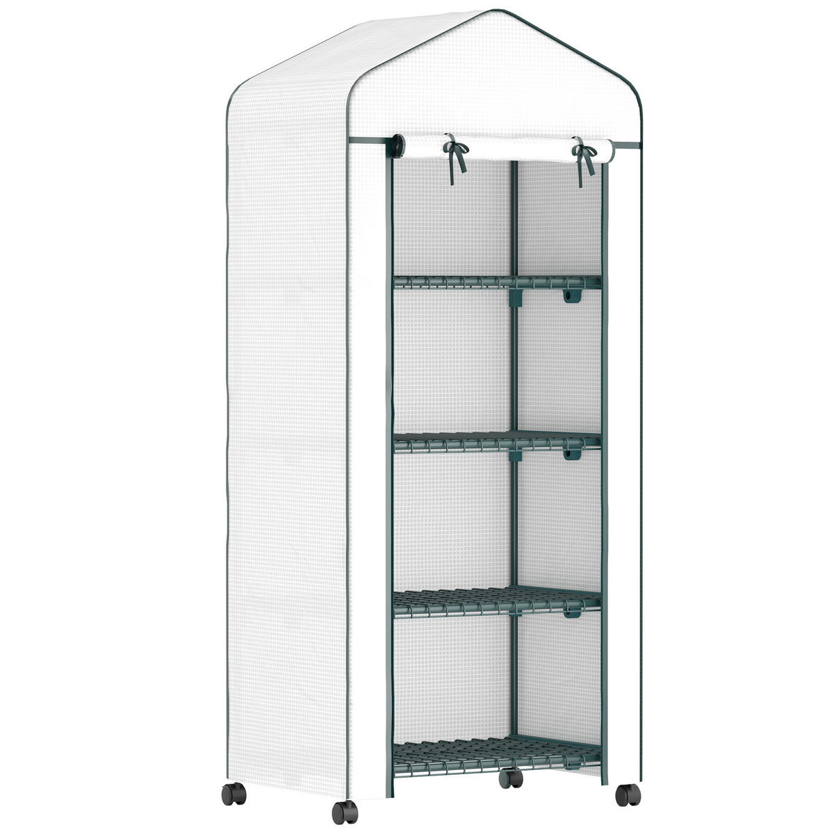 FOLIENGEWÄCHSHAUS , 69L x 50B x 165H cm - Weiß, Kunststoff/Metall (50/165/69cm) - Outsunny
