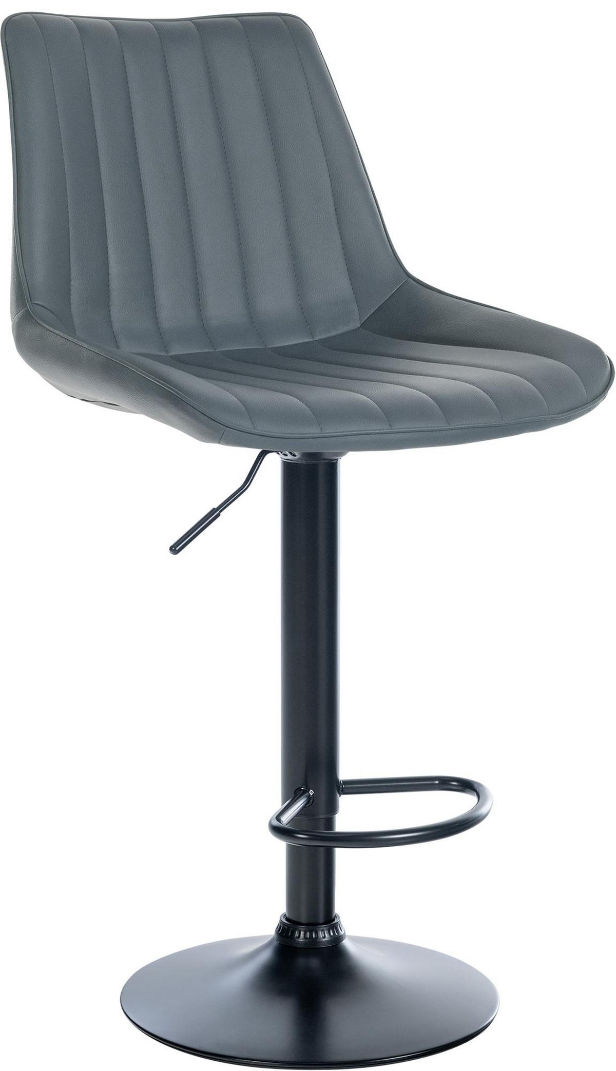 BARHOCKER RIO Grau Kunstleder Schwarz - Grau, Leder/Metall (49.5/91/50cm) - DELUKE
