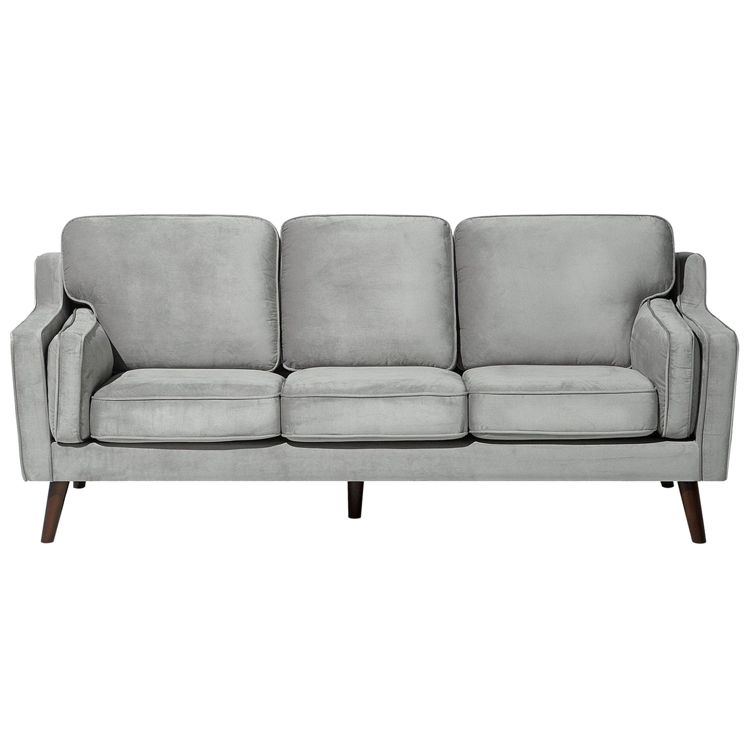 3-SITZER-SOFA Samtstoff Hellgrau Lokka - Hellgrau, Textil (204/85/83cm) - Beliani