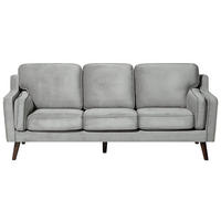 3-SITZER-SOFA Samtstoff Hellgrau Lokka - Hellgrau, Textil (204/85/83cm) - Beliani