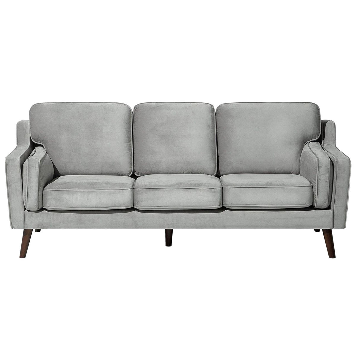 3-SITZER-SOFA Samtstoff Hellgrau Lokka - Hellgrau, Textil (204/85/83cm) - Beliani