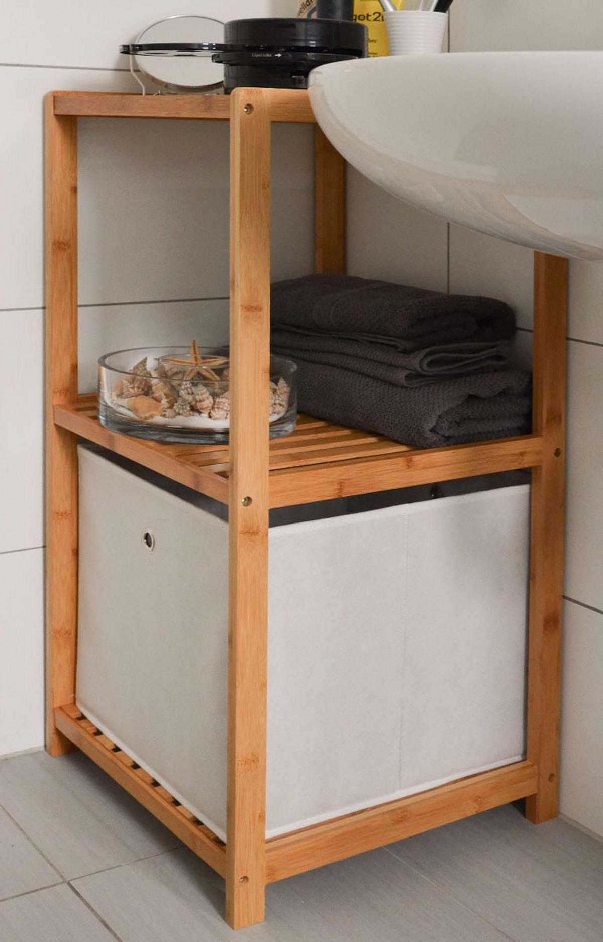 BADREGAL 83x38x40 cm mit 3 Fächern - Braun, Holz (39/83/38cm) - Dunedesign