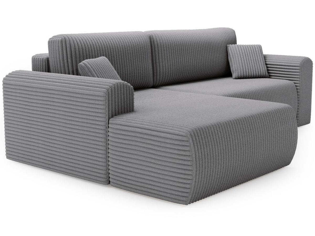 ECKSOFA Belvio Dunkelgrau Links - Dunkelgrau/Schwarz, Holz/Textil (257/177cm) - Graingold