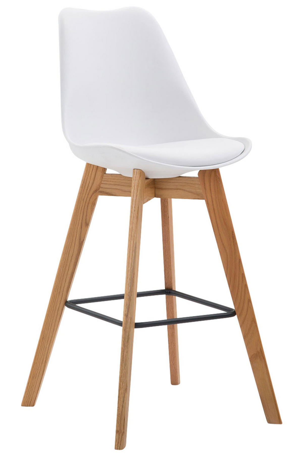 BARHOCKER Medoc, Gestell Natura, Kunstleder Weiß - Weiß/Naturfarben, Holz/Kunststoff (48/100/56cm) - TPFLiving